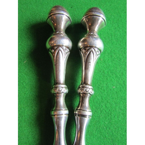 99 - Pair of Solid Silver Handled Nut Crackers of Turned Form