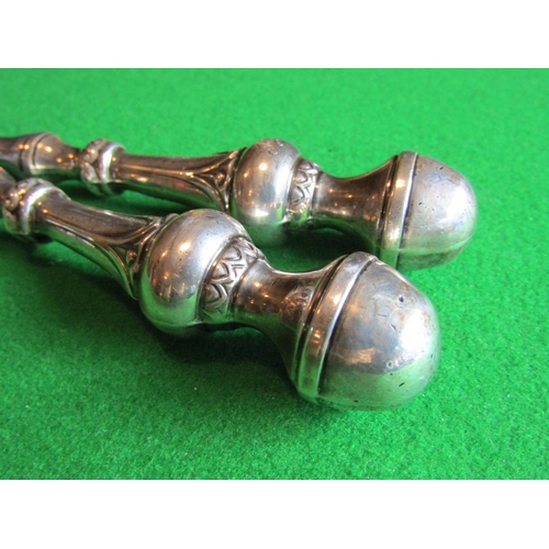 99 - Pair of Solid Silver Handled Nut Crackers of Turned Form