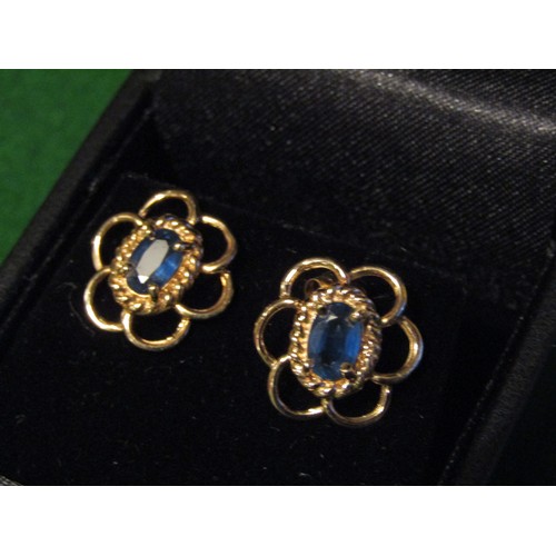 560 - Pair of 14 Carat Gold Mounted Ladies Sapphire Earrings