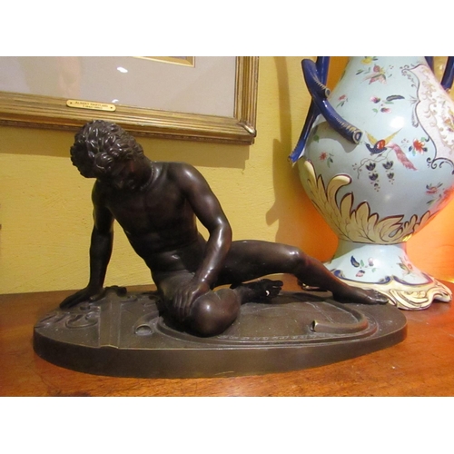 10 - Antique School Fine Sculpture of Seated Man on Oval Form Base Attractively Chased and Detailed Appro... 