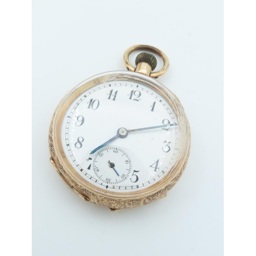 1003 - 9 Carat Gold Cased Pocket Watch Finely Detailed with Hinged Back Cover