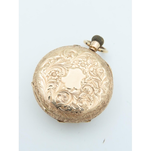 1003 - 9 Carat Gold Cased Pocket Watch Finely Detailed with Hinged Back Cover