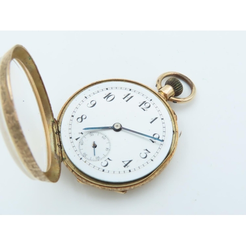 1003 - 9 Carat Gold Cased Pocket Watch Finely Detailed with Hinged Back Cover