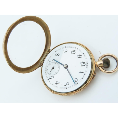 1003 - 9 Carat Gold Cased Pocket Watch Finely Detailed with Hinged Back Cover