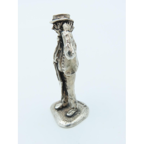 1011 - Charles Dickens Solid Silver Figure Approximately 2 Inches High Hallmarked Mr. Dick