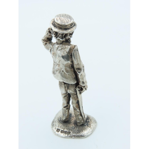 1011 - Charles Dickens Solid Silver Figure Approximately 2 Inches High Hallmarked Mr. Dick