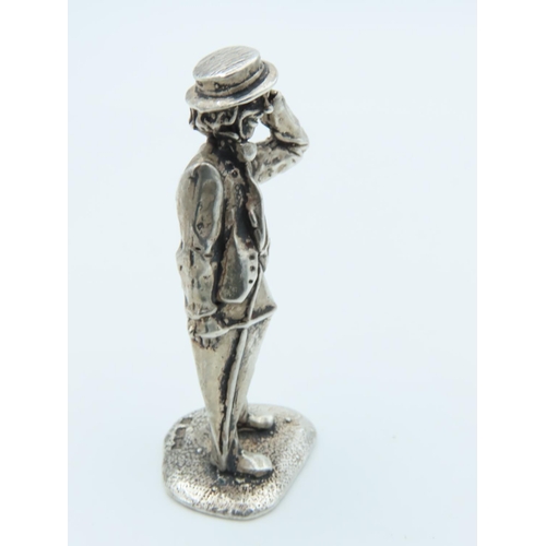 1011 - Charles Dickens Solid Silver Figure Approximately 2 Inches High Hallmarked Mr. Dick