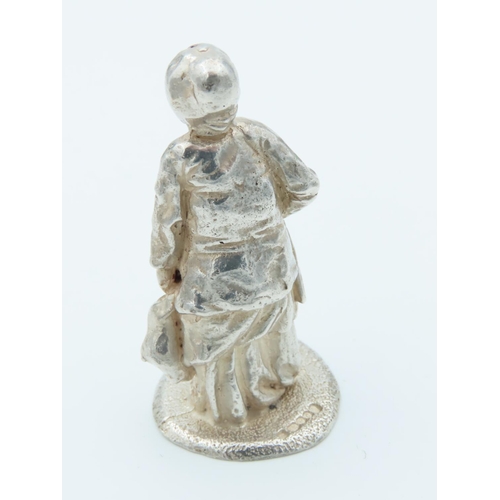 1012 - Charles Dickens Solid Silver Figure Approximately 2 Inches High Hallmarked Mrs. Gamp