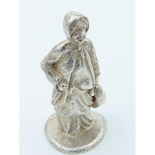 1012 - Charles Dickens Solid Silver Figure Approximately 2 Inches High Hallmarked Mrs. Gamp