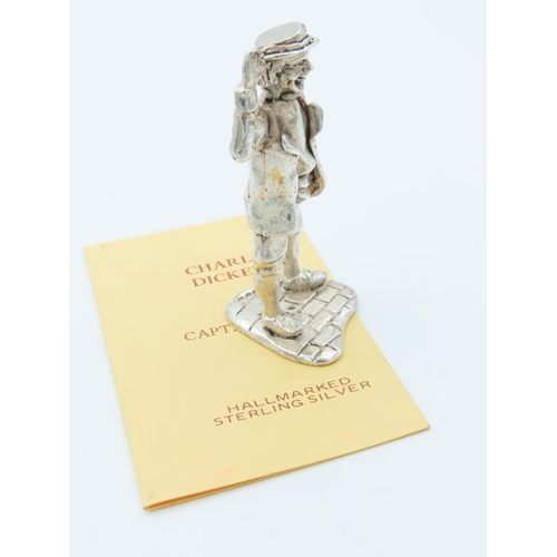 1013 - Charles Dickens Solid Silver Figure Approximately 2 Inches High Hallmarked Captain Cuttle