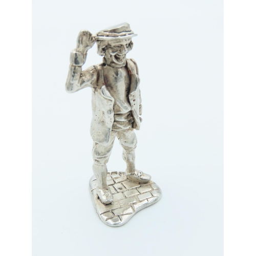 1013 - Charles Dickens Solid Silver Figure Approximately 2 Inches High Hallmarked Captain Cuttle