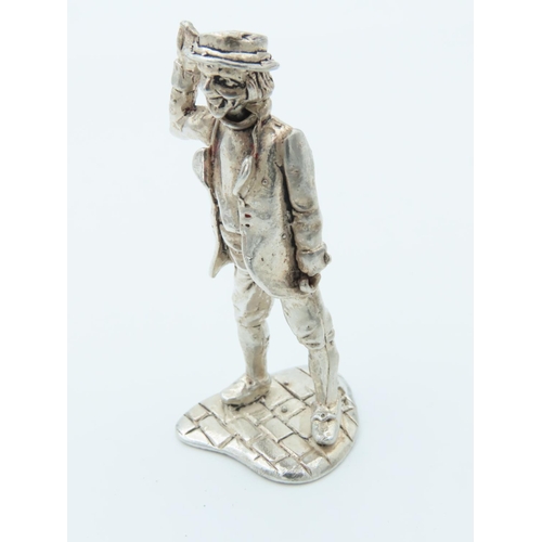 1013 - Charles Dickens Solid Silver Figure Approximately 2 Inches High Hallmarked Captain Cuttle