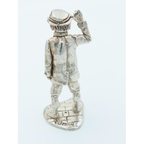 1013 - Charles Dickens Solid Silver Figure Approximately 2 Inches High Hallmarked Captain Cuttle