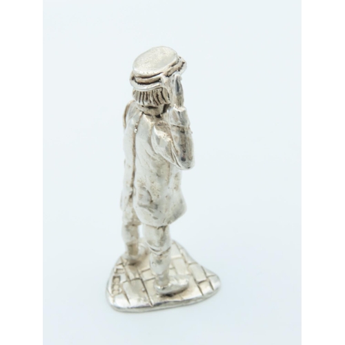 1013 - Charles Dickens Solid Silver Figure Approximately 2 Inches High Hallmarked Captain Cuttle