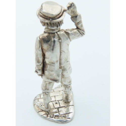 1013 - Charles Dickens Solid Silver Figure Approximately 2 Inches High Hallmarked Captain Cuttle