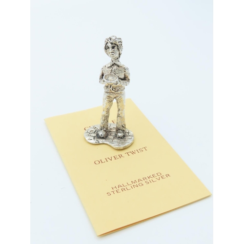 1014 - Charles Dickens Solid Silver Figure Approximately 2 Inches High Hallmarked Oliver Twist