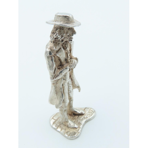 1016 - Charles Dickens Solid Silver Figure Approximately 2 Inches High Hallmarked Mr. Fagin