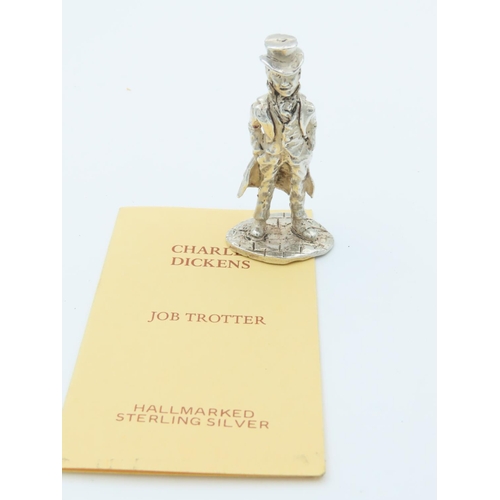 1017 - Charles Dickens Solid Silver Figure Approximately 2 Inches High Hallmarked Job Trotter