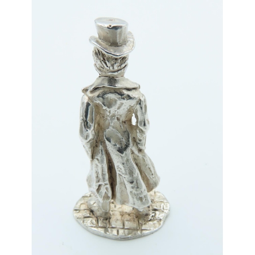 1017 - Charles Dickens Solid Silver Figure Approximately 2 Inches High Hallmarked Job Trotter