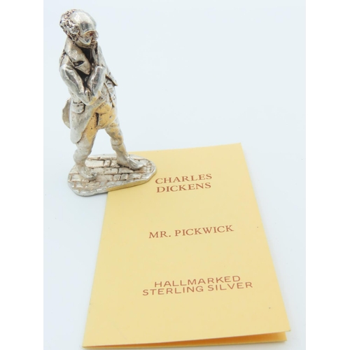 1018 - Charles Dickens Solid Silver Figure Approximately 2 Inches High Hallmarked Mr. Pickwick