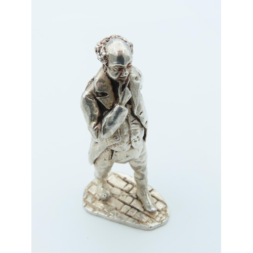 1018 - Charles Dickens Solid Silver Figure Approximately 2 Inches High Hallmarked Mr. Pickwick