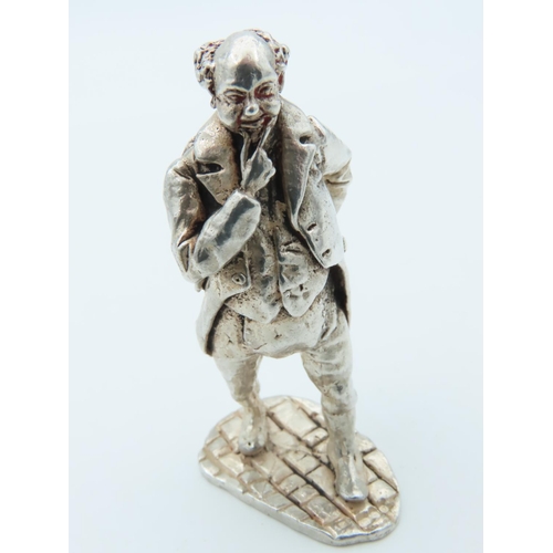 1018 - Charles Dickens Solid Silver Figure Approximately 2 Inches High Hallmarked Mr. Pickwick