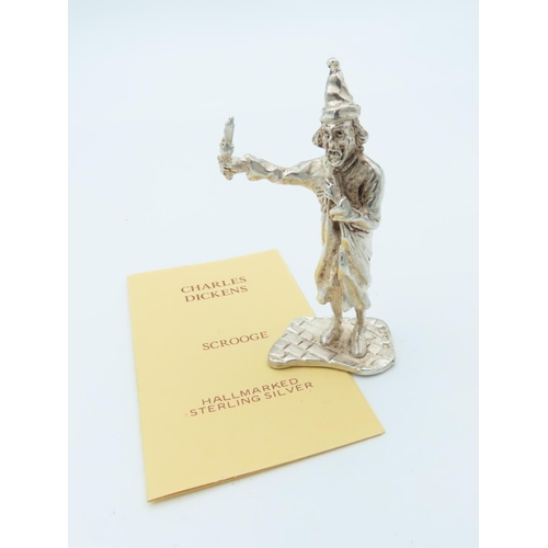 1019 - Charles Dickens Solid Silver Figure Approximately 2 Inches High Hallmarked Scrooge