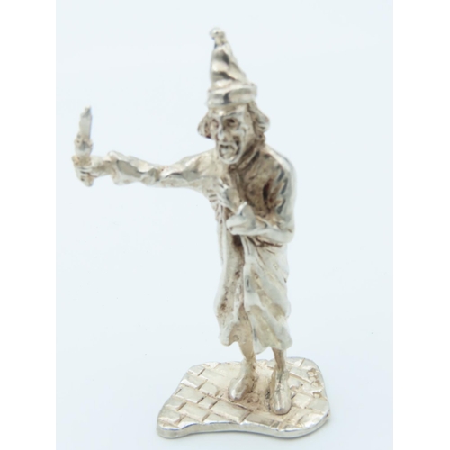 1019 - Charles Dickens Solid Silver Figure Approximately 2 Inches High Hallmarked Scrooge