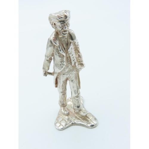 1020 - Charles Dickens Solid Silver Figure Approximately 2 Inches High Hallmarked Uriah Heep