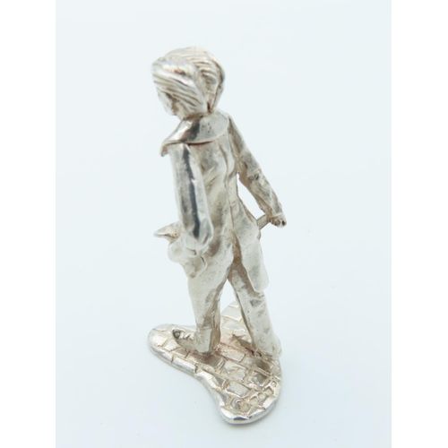 1020 - Charles Dickens Solid Silver Figure Approximately 2 Inches High Hallmarked Uriah Heep