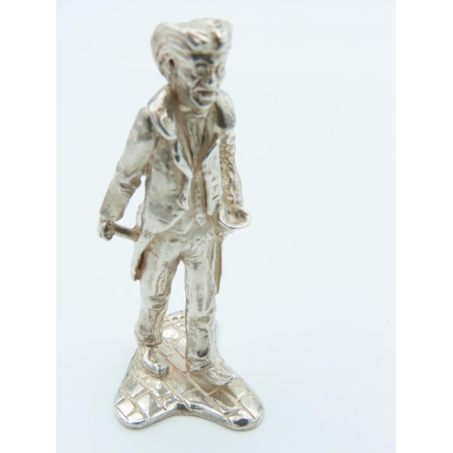 1020 - Charles Dickens Solid Silver Figure Approximately 2 Inches High Hallmarked Uriah Heep