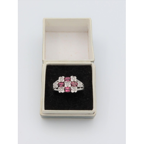 104 - 9 Carat Diamond and Pink Tourmaline Ladies Ring Size N Attractive Form