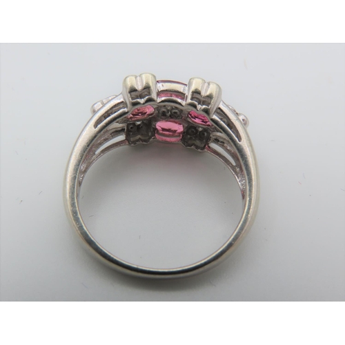 104 - 9 Carat Diamond and Pink Tourmaline Ladies Ring Size N Attractive Form