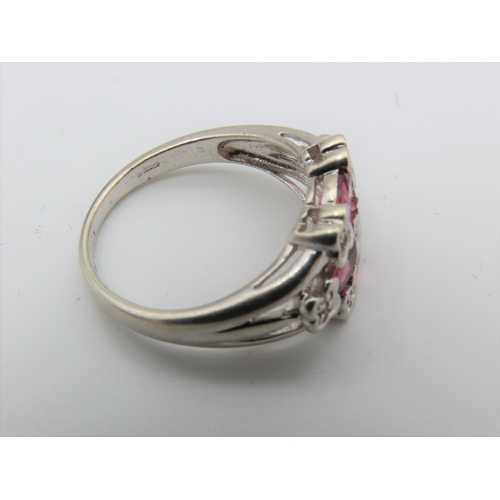 104 - 9 Carat Diamond and Pink Tourmaline Ladies Ring Size N Attractive Form