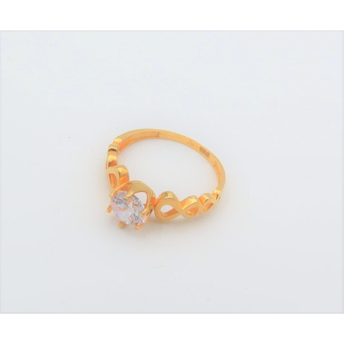 108 - Gem Set Centre Stone Ring Mounted on 21 Carat Yellow Gold Band Ring Size Q