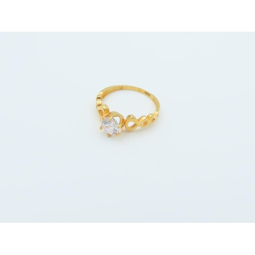 108 - Gem Set Centre Stone Ring Mounted on 21 Carat Yellow Gold Band Ring Size Q