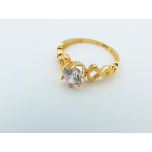 108 - Gem Set Centre Stone Ring Mounted on 21 Carat Yellow Gold Band Ring Size Q