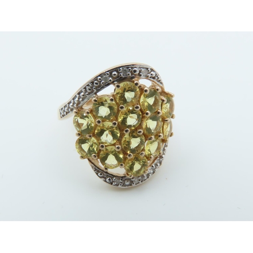 111 - Citrine and Diamond Ladies Cluster Ring Mounted on 9 Carat Yellow Gold Band Ring Size N