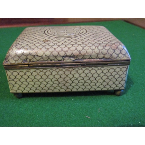 1148 - Eastern Rectangular Form Enamel Decorated Table Box with Hinged Cover Approximately 5 Inches Wide