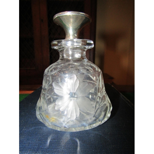 1150 - Bell Decanter with Solid Silver Mounted Stopper Original Approximately 6 Inches High