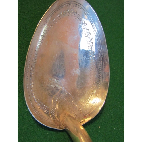 1153 - Solid Silver Serving Spoon with Well Decorated Handle Approximately 7 Inches Long