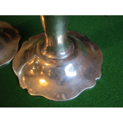 1154 - Pair of Tall Solid Silver Turned Solid Silver Candle Rests Approximately 12 Inches High