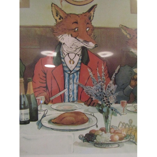 1155 - Amusing Lithograph Mr. Foxe's Hunt Breakfast on Xmas Day Various Caricatures Contained within Approx... 