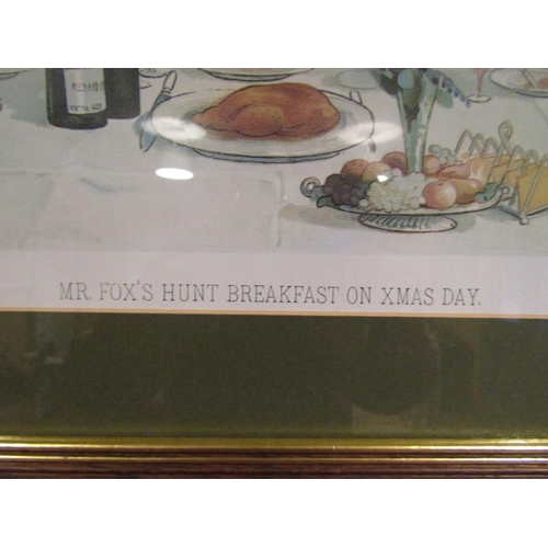 1155 - Amusing Lithograph Mr. Foxe's Hunt Breakfast on Xmas Day Various Caricatures Contained within Approx... 