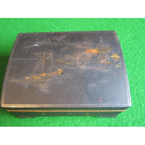 1157 - Antique Japanese Shakudo Steel Box Hand Inlaid with Gold and Silver Attractively Detailed Approximat... 