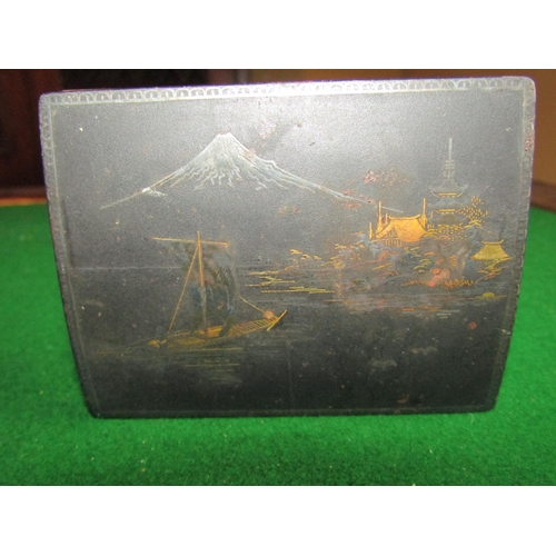 1157 - Antique Japanese Shakudo Steel Box Hand Inlaid with Gold and Silver Attractively Detailed Approximat... 