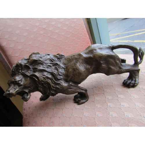 1158 - Bronze Sculpture of Lion Approximately 14 Inches Wide Finely Chased and Modelled