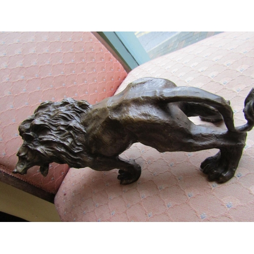 1158 - Bronze Sculpture of Lion Approximately 14 Inches Wide Finely Chased and Modelled