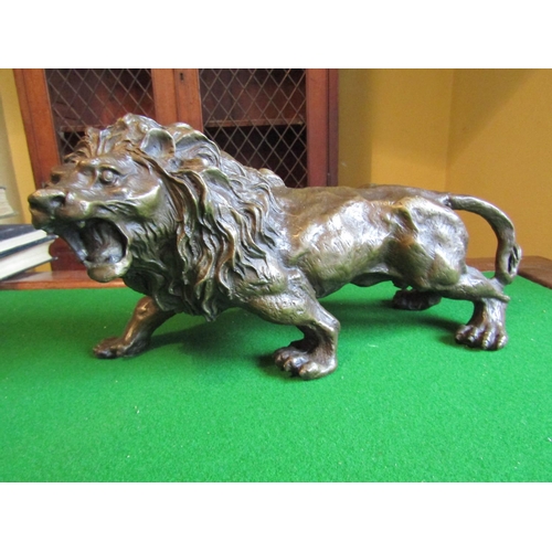 1158 - Bronze Sculpture of Lion Approximately 14 Inches Wide Finely Chased and Modelled