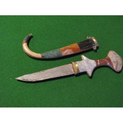 1164 - Persian Agate Decorated Dagger with Scabbard Dagger Approximately 9 Inches Long